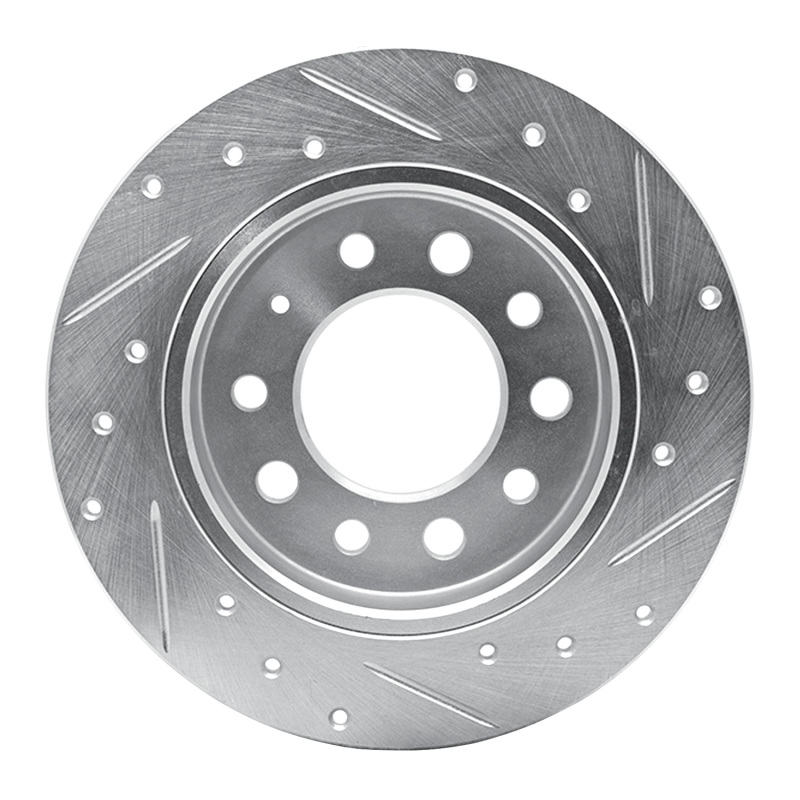 Hyundai Tiburon Brake Rotor (1) - Rear Left - R1 Concepts - Drilled & Slotted - Silver - `03-`08